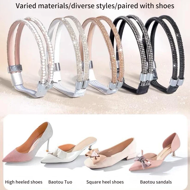 Ankle Holding Loose Anti-skid Bundle Laces Tie Straps Band Women Rhinestone Shoelaces Free Triangle Bundle High Heels Shoe Belt