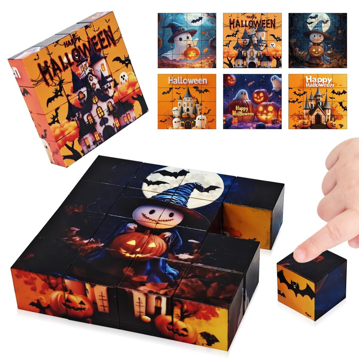 مكعبات بناء مغناطيسية، ألغاز مكعبات مغناطيسية تحت عنوان الهالوين، ألعاب تجميع مغناطيسية، هدايا عيد الميلاد والهالوين للأطفال