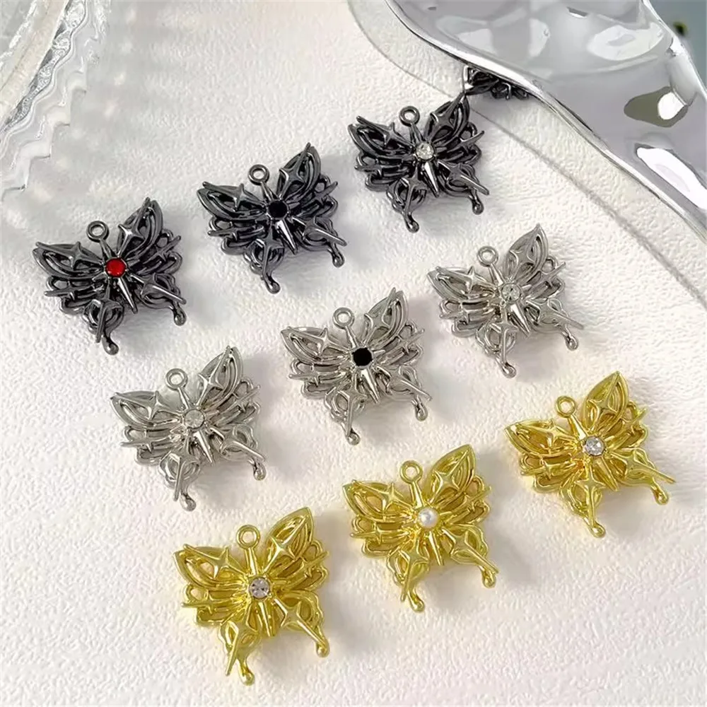 

Gothic Four-pointed Star Hollowed-out Butterfly Pendant Diy Handmade Material Bracelet Necklace Earrings Jewelry Accessories