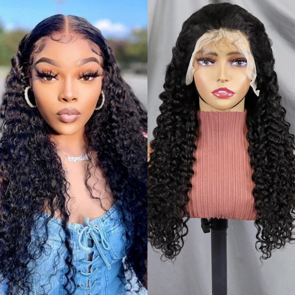 

24Inch Water Wave 200% Density 13x4 Lace Front Wigs human hair Brazilian Virgin Hair for Black Women Curly Wig Natural Color