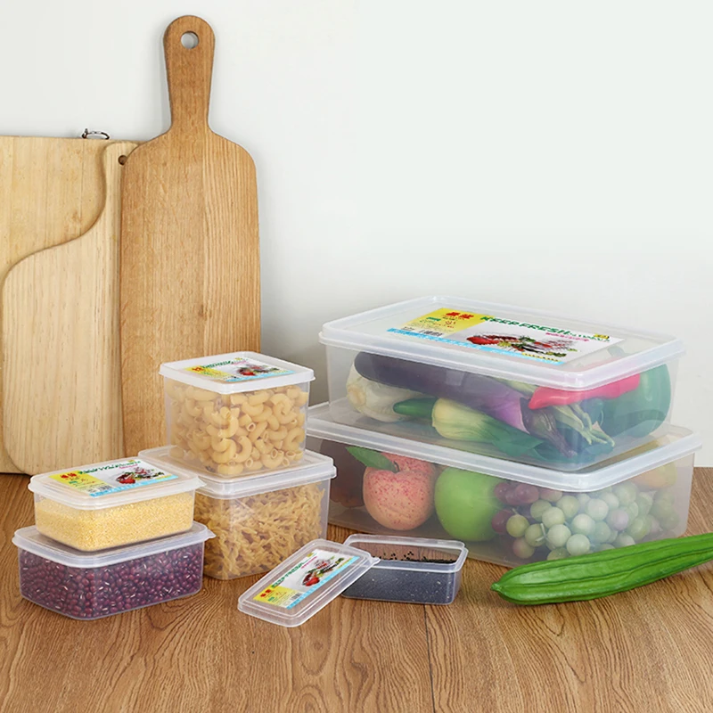 Multifunction Transparent Sealed Crisper Set Plastic Moistureproof Food Storage Box Kitchen Containers With Logo