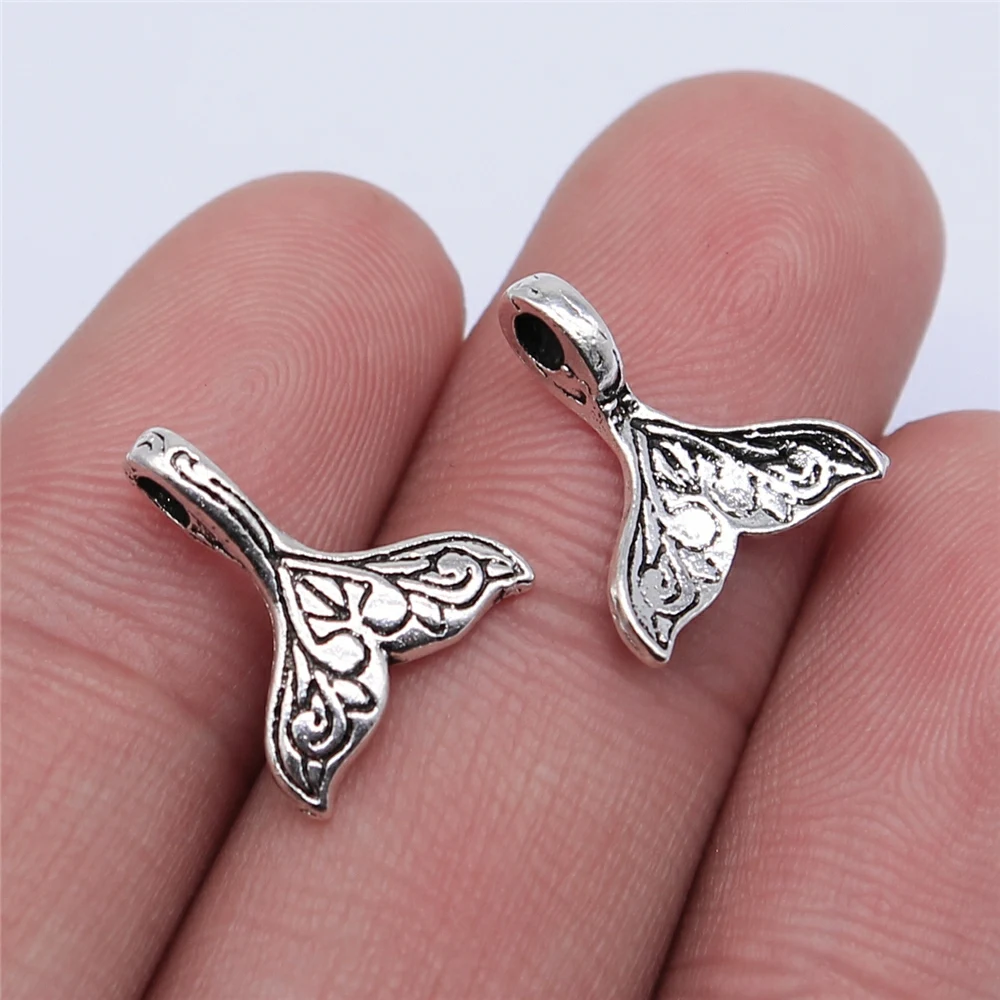 

WYSIWYG 20pcs 14x13mm Antique Silver Color Whale Tail Charms Pendant For Jewelry Making DIY Jewelry Findings