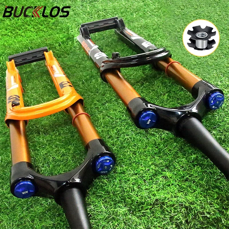 BUCKLOS 자전거 에어 포크, 전기 자전거 서스펜션 포크, 트래블 180mm, 15x110mm, 스루 액슬 XC 엔듀로 자전거 포크, 38mm 튜브, 27.5 인치, 29 인치 