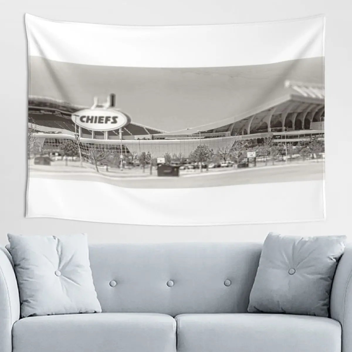 Arrowhead Stadium Kansas City Chiefs - Tapiz floral en blanco y negro con efecto de inclinación y desplazamiento, tapiz espacial de galaxia, tapiz curativo para habitación acogedora