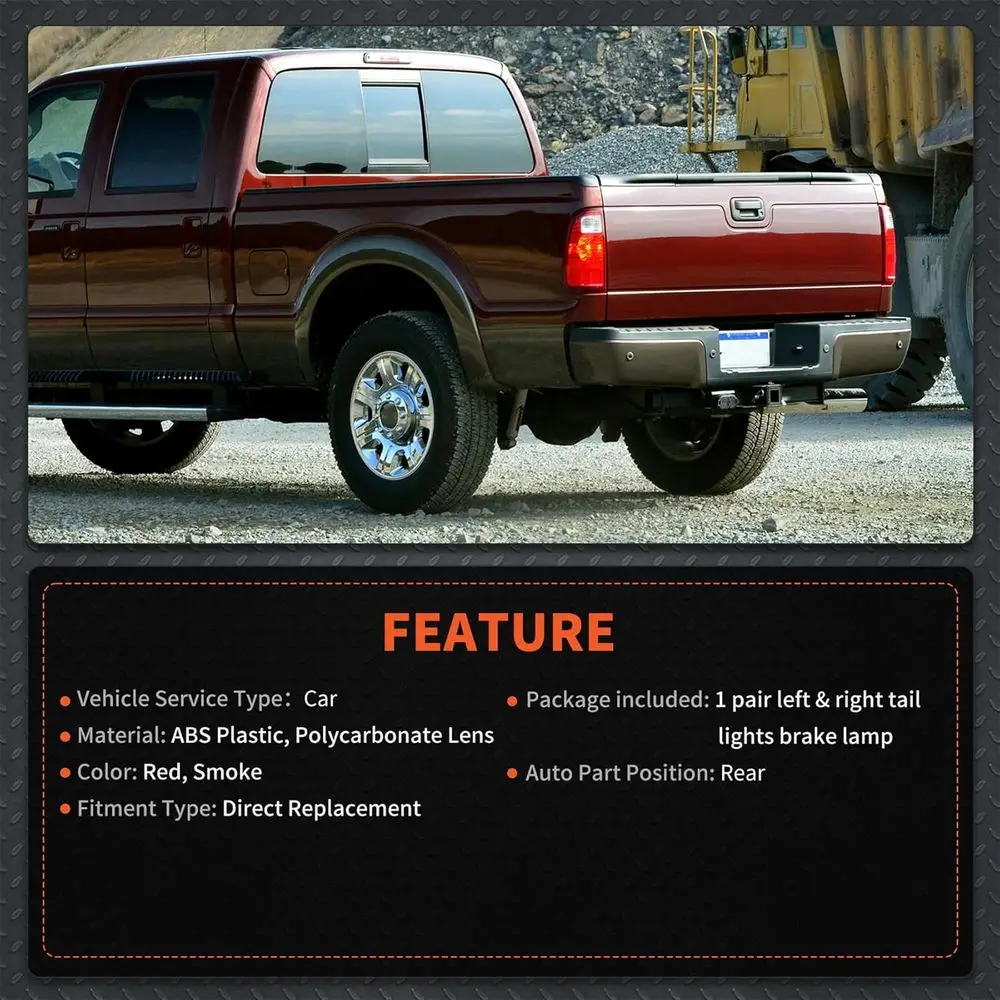 مصابيح خلفية بديلة ملونة باللون الأسود لأضواء الفرامل 2008-2016 Ford F-Series Super Duty F250-F550 #4