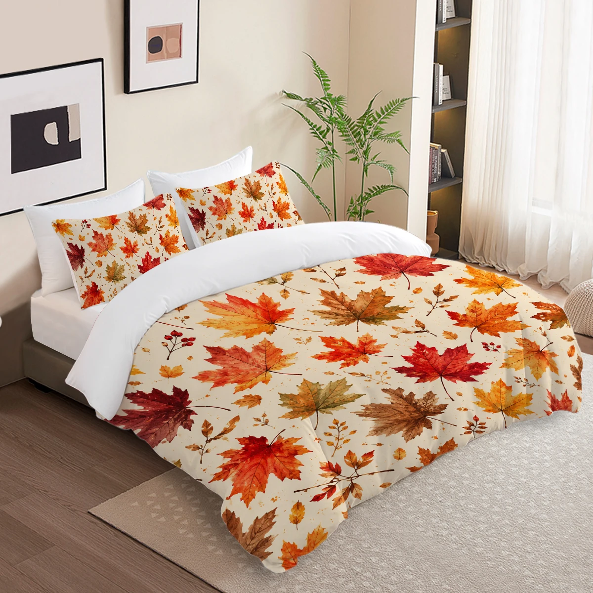 Mystic Witchy Duvet Cover Set 3PCS Moon Crystal Moth Crow Maple Mushroom Tarot Microfiber Bedding Gothic Bedroom Decor Linen
