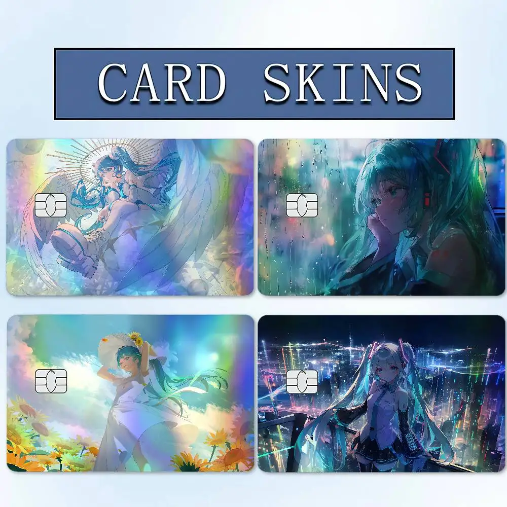H-Hatsune M-Miku Holographic Sticker Laser Film Shinny Skin For Debit Credit Bank Card