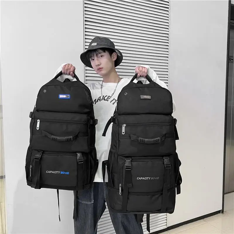 拡張可能なオックスフォード布メンズバックパック大容量ハイキングトラベルバッグアウトドアキャンプ登山荷物バッグ