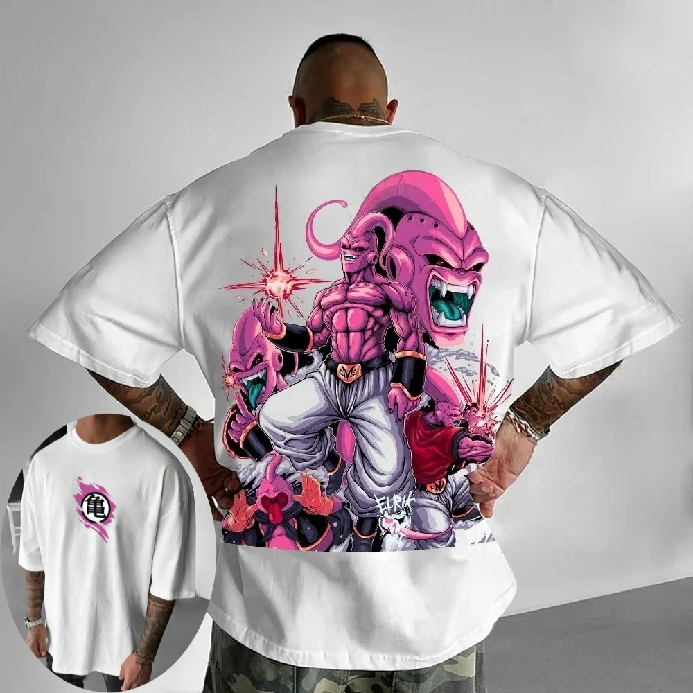 Dragon Ball Sommer Herren T-Shirt Anime Majin Buu Herbst Atmungsaktiv Harajuku Jungen Kinder Eltern-Kind Kurze Ärmel Winter