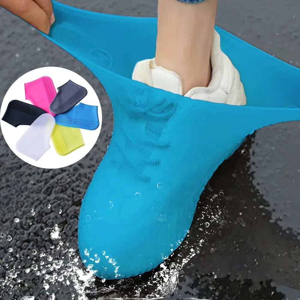 Waterproof Non-slip Silicone Shoe High Elastic Wear-resistant Unisex Rain Boots for Outdoor Rainy Day Reusable Shoe Cover