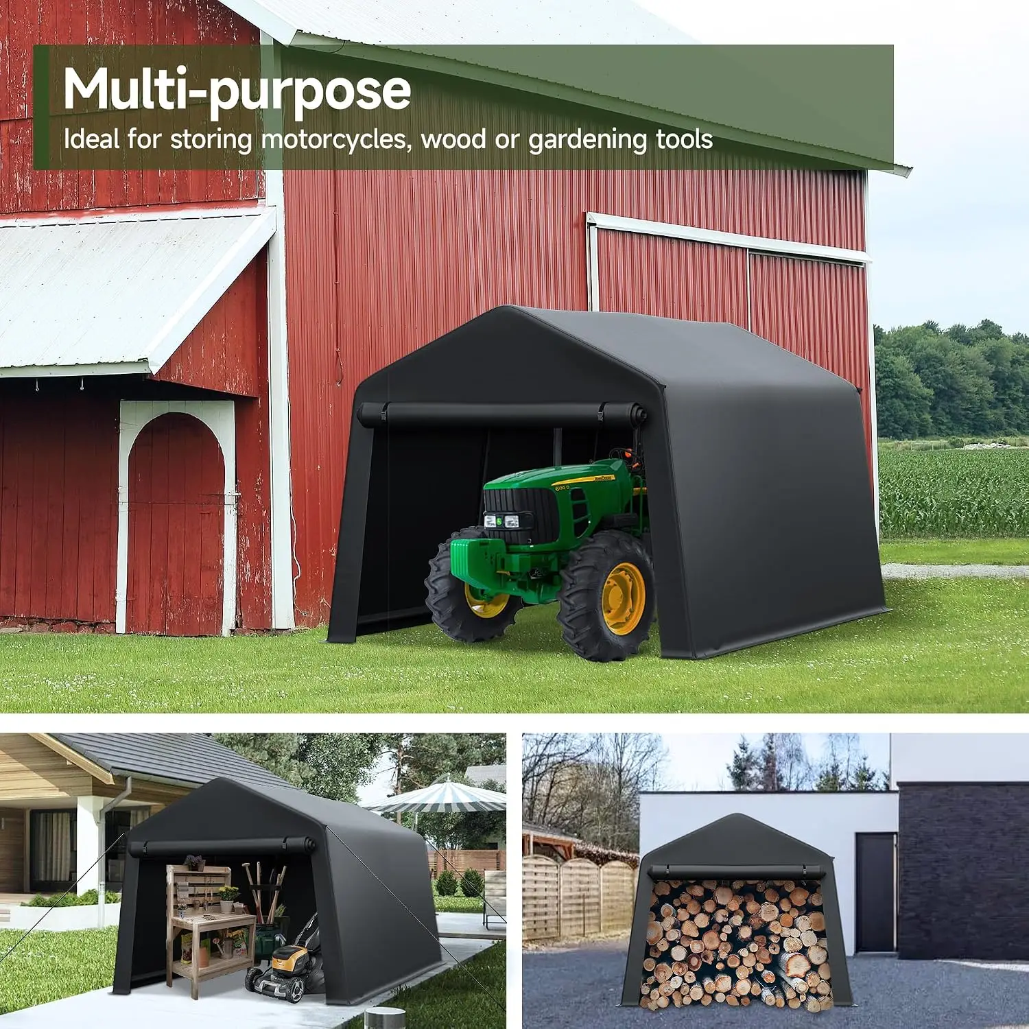 Portable Outdoor Storage Shed 8x14FT Waterproof Garden Tool Shelter, Customized view 6