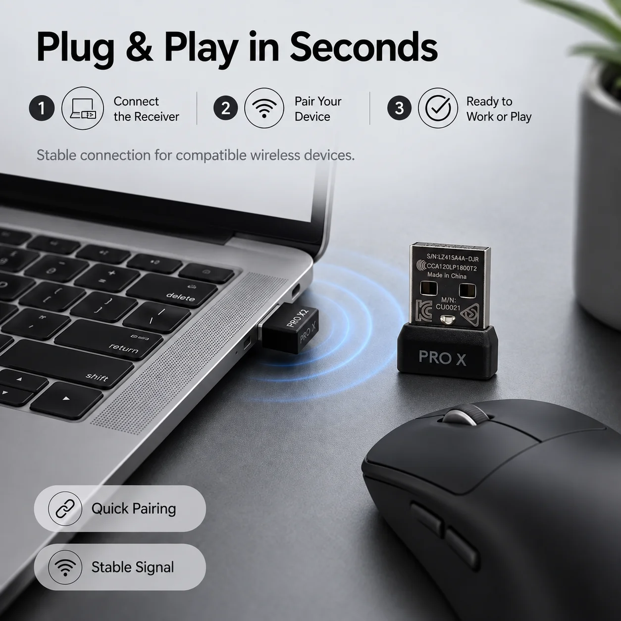 USB Wireless Mouse Receiver for Logitech G PRO X SUPERLIGHT 2 GPW 3rd Gen Replacement Receiver Dongle Adapter Gaming Mouse Parts