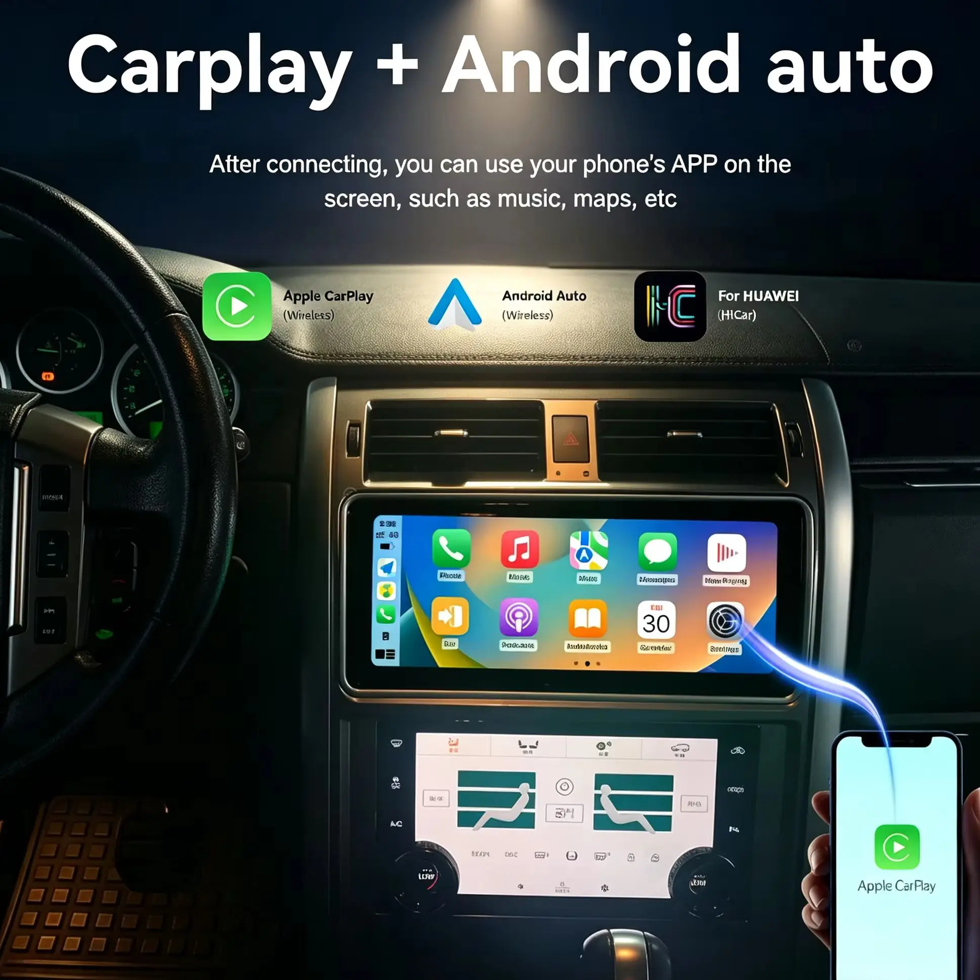 Aotsr CarPlay QLED Car Radio Android 13.0 For Land Rover Discovery 3 2009-2013 GPS Navigation Stereo Multimedia Player Head Unit