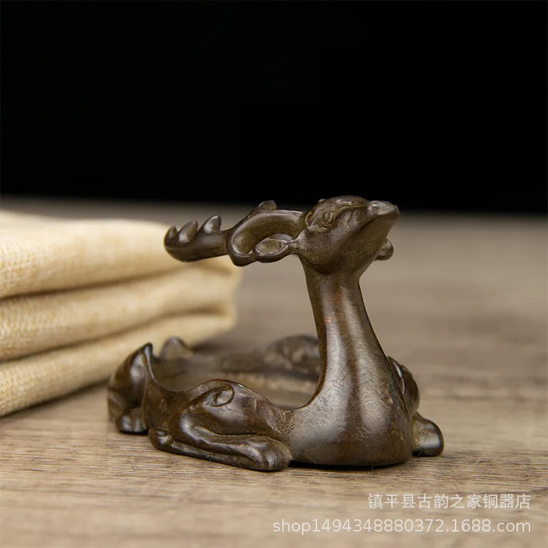 Brass Antique Deer Pen Wash Paperweight Ornament Office Living Room Shop Desktop Decoration Craft Gift