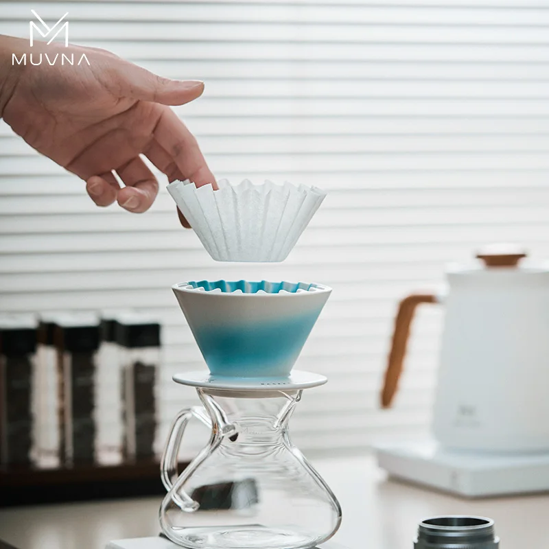 MUVNA กระดาษกรองธรรมชาติสําหรับเครื่องชงกาแฟแบบหยด, ขนาด 01/02, 1-2-4 ถ้วย, สีน้ําตาลไม่ฟอกขาว, 50 ชิ้น