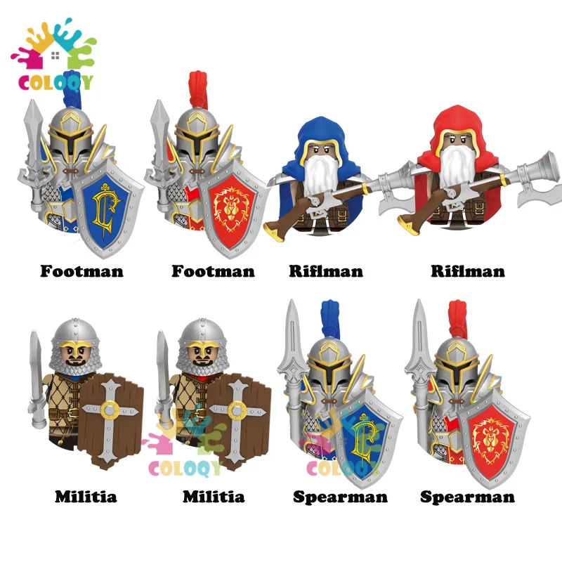 

New Kids Toys Spearman Building Blocks Riflman Soldiers Mini Action Figures Helmet Armor Toys For Kids Birthday Gifts