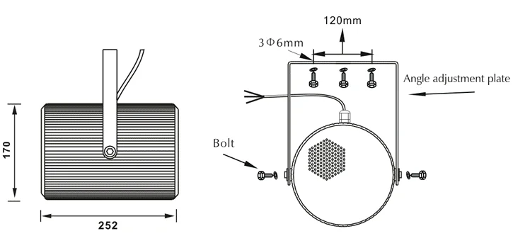 Outdoor Indoor Pa System 20W Aluminum Dual Direction Weatherproof Double Projection Speaker
