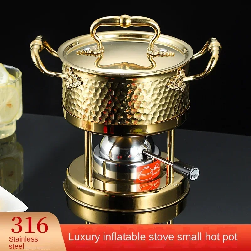 Stainless Steel Small Hot Pot Extra Thick One Person One Pot Commercial Club Single Pot Gas Adjustable Fire Power