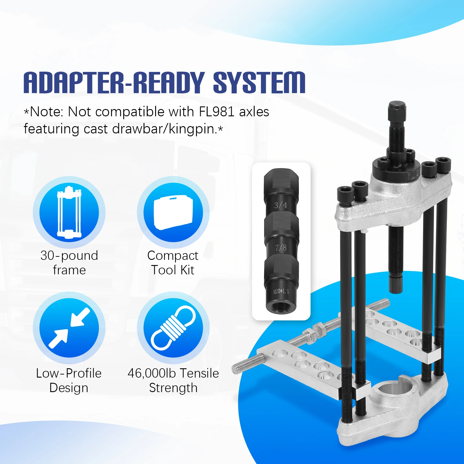 

Пресс для шарниров King Pin, сверхмощный, прочный инструмент для ремонта полуприцепов и транспортного оборудования классов 3-8