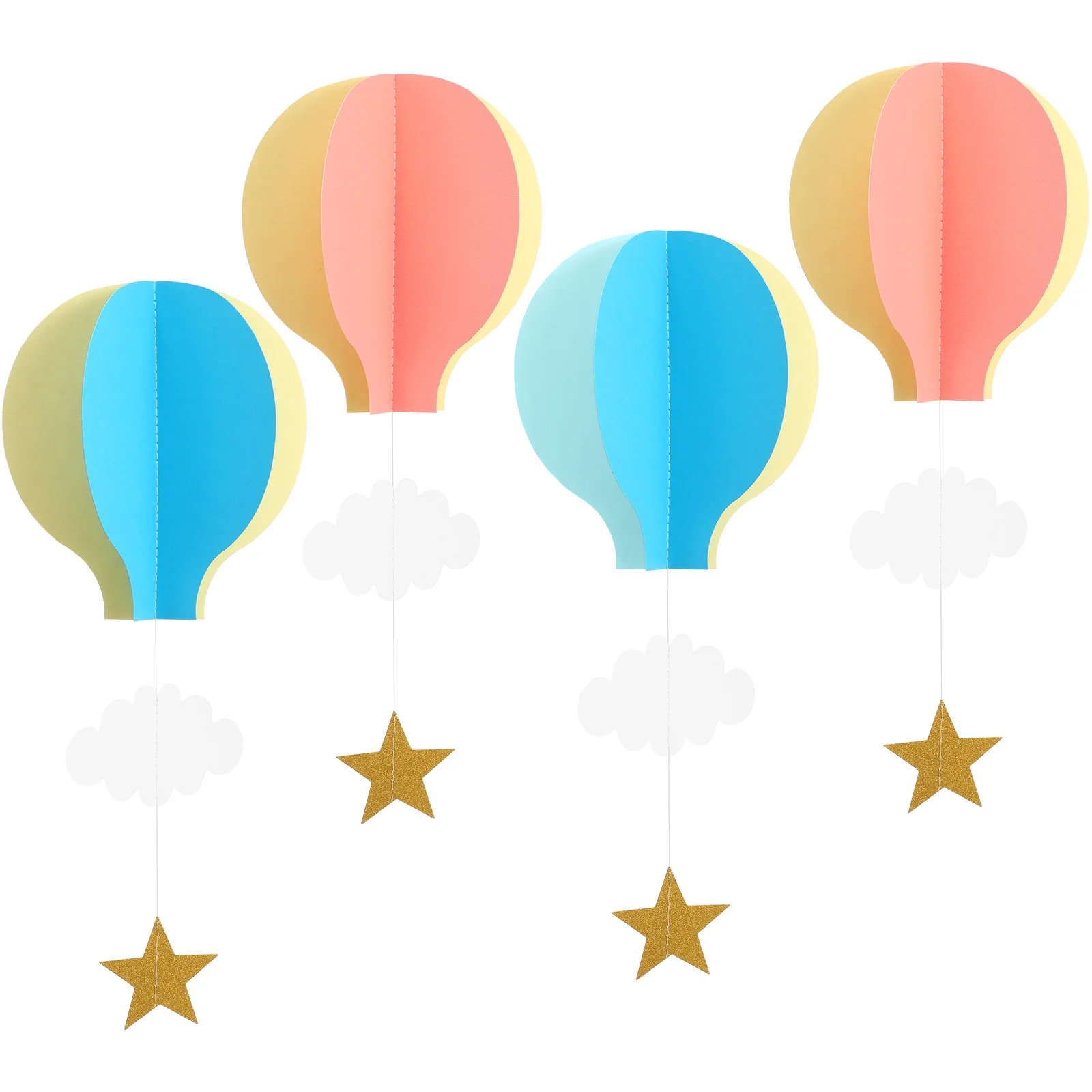 

4Pcs Unique 3D Paper Cloud Hangings Hot Air Balloon Love Theme for Nursery Window Door Holiday Party Decorations Romantic