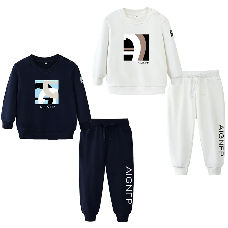 0-24m新生児服冬ベビープルオーバー長袖セットファッションレタープリントトップスパンツ2個セット休暇カジュアル幼児用パーカー