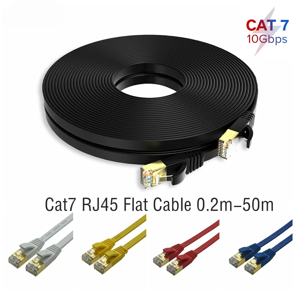 Ethernet Cable Cat7 RJ45 Lan Flat Cable SSTP Network Internet 1m 3m 5m 10m Patch Cord for Computer Router Laptop PC Ethernet