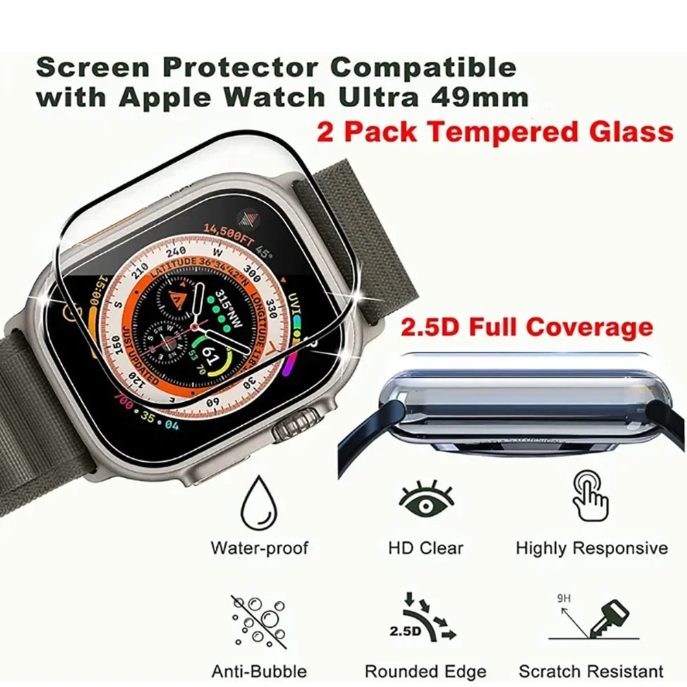 Screen Protector For Apple Watch series 46mm 42mm 40 41 44 45 49 mm Accessories Soft Glass 9D HD Full Film iWatch 10 9 8 SE 6 5