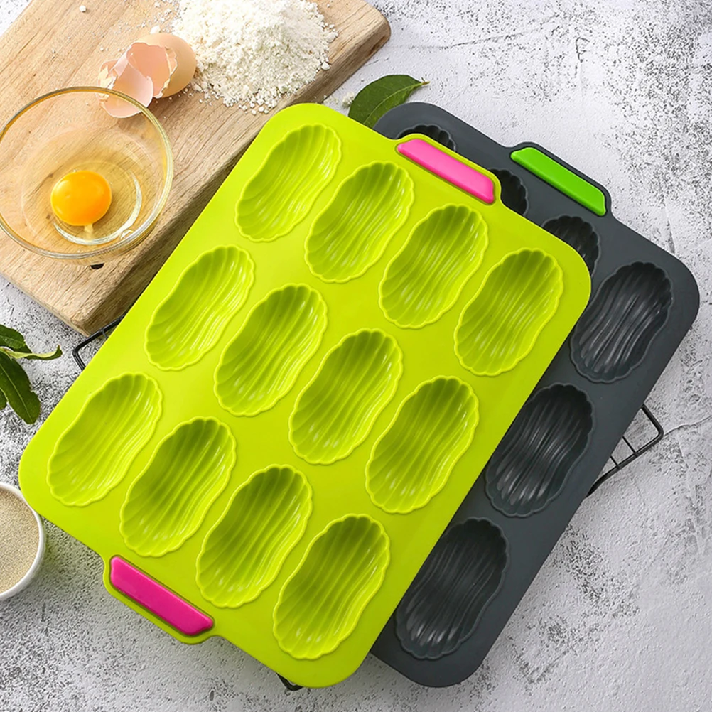 

Silicone Cake Mold 12-grid Non-stick Bakeware Deep Grey Bread Pan Uniform Heating Portable Ear Design Safe Eco-friendly
