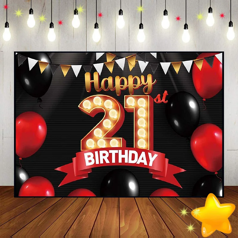 Happy 21th Birthday The Breath of Youth Decoration Photography Backdrops Golden Boy Custom Backdrop Sweet Photo Background Girl