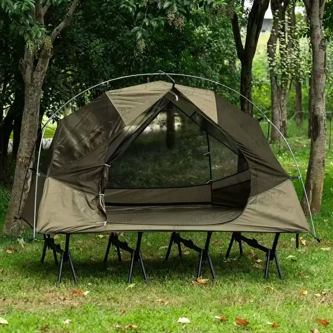 Outdoor Single Person Tent Foldable Portable Double Layer Windproof Rainproof for Motorcycle Trip Fishing