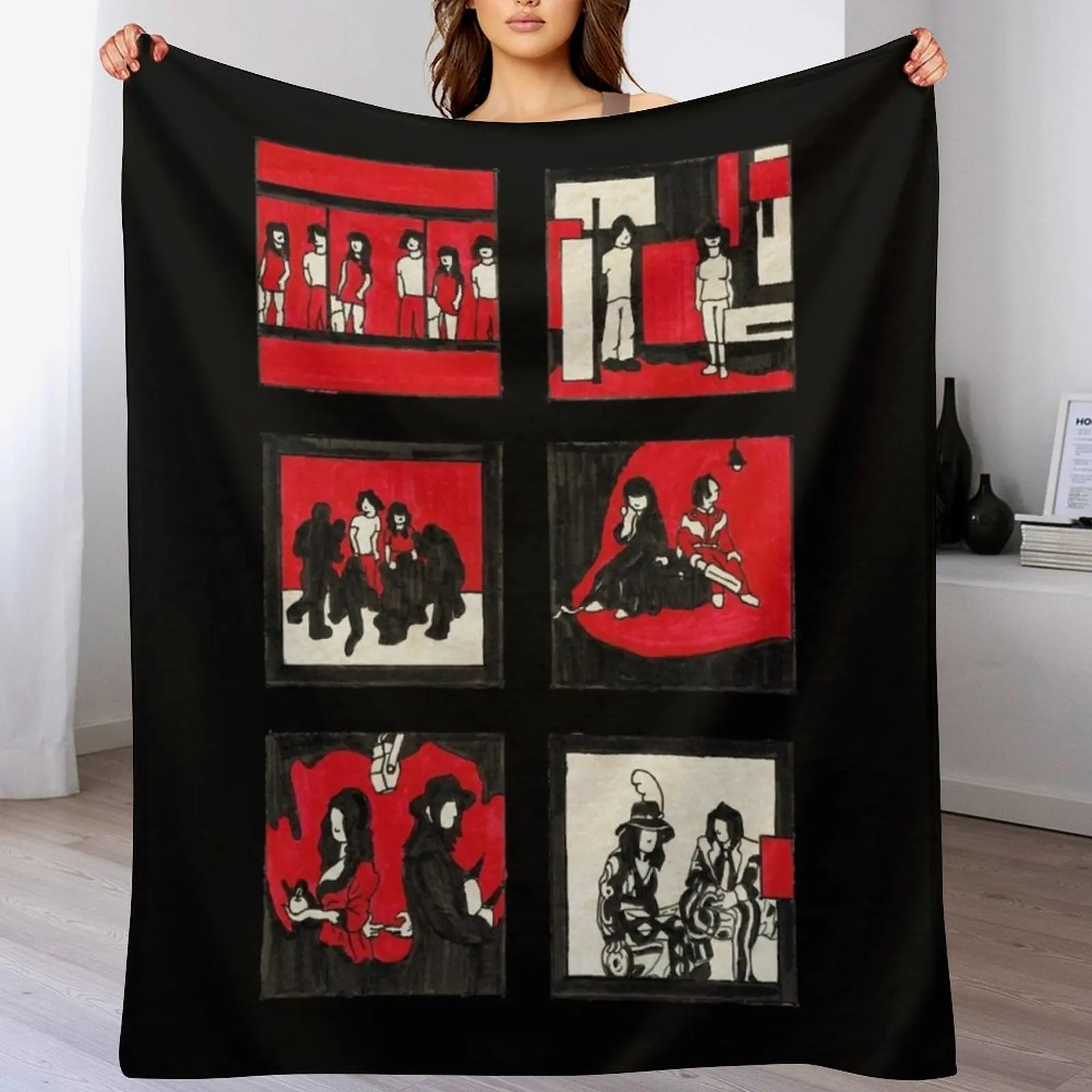 

White Stripes Album Art Drawing Throw Blanket