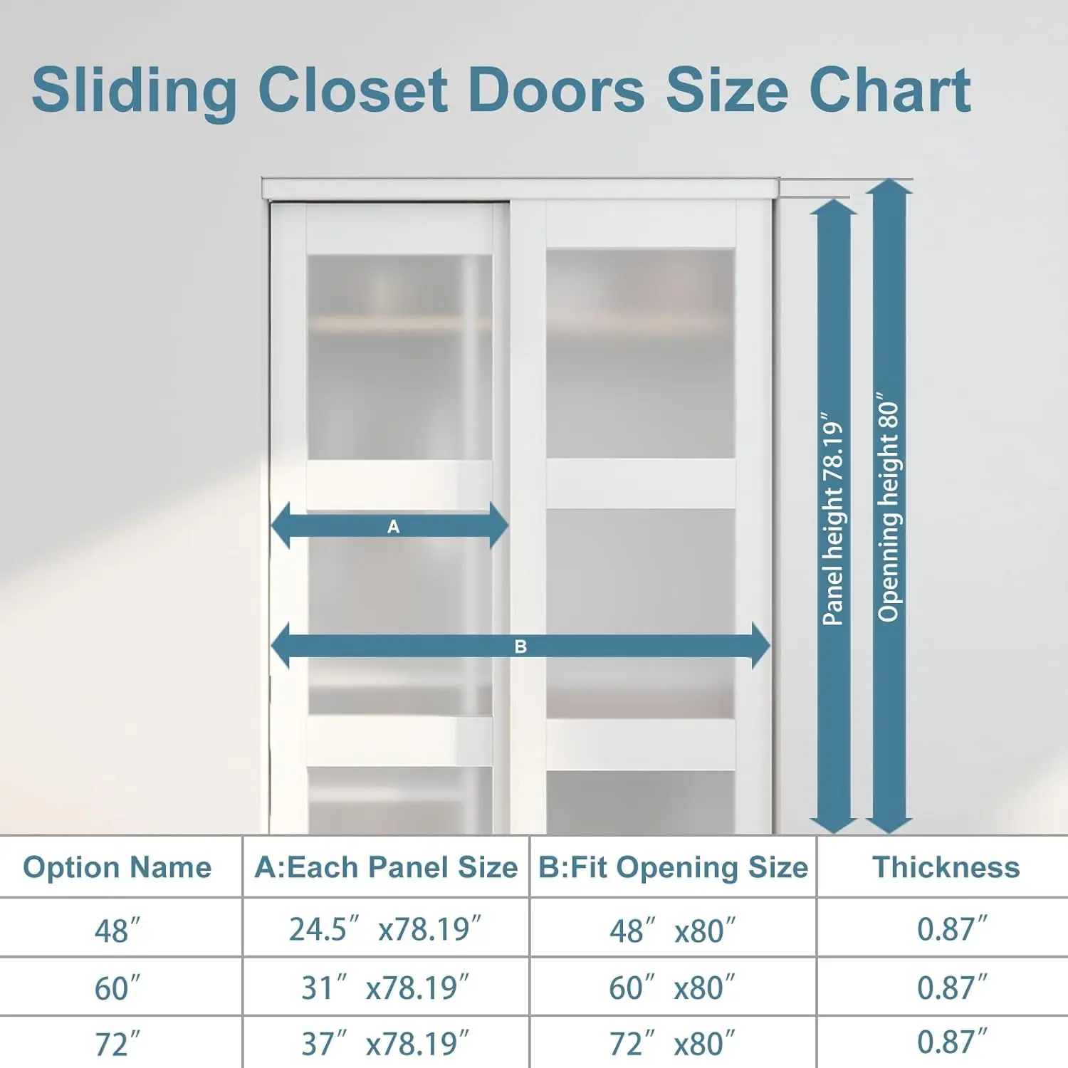 Jubest Sliding Closet Door 72