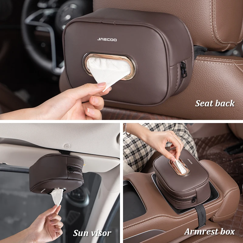 For Chery Jaecoo J7 J8 2023 2024 2025 Car Seat back Tissue Bag Leather Auto Sun Visor Armrest Paper Storage Box Car Accessories - Image 3