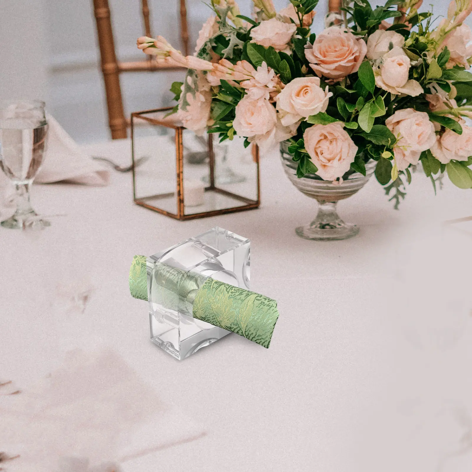 2Pcs Napkin Holder For Party Table Setting Christmas Table Decor Elegant Transparent Crystal Dining
