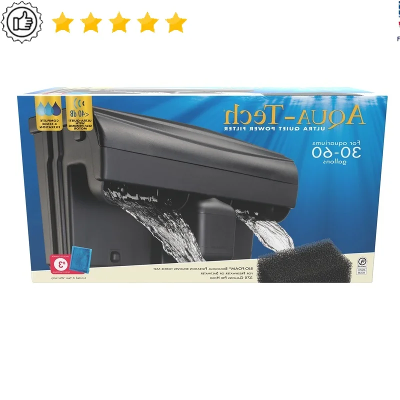 

Ultra Quiet Power Filter 30-60 Gallons Three Stage Filtration System For Aquariums Low Noise Biological Filtration EZ Change
