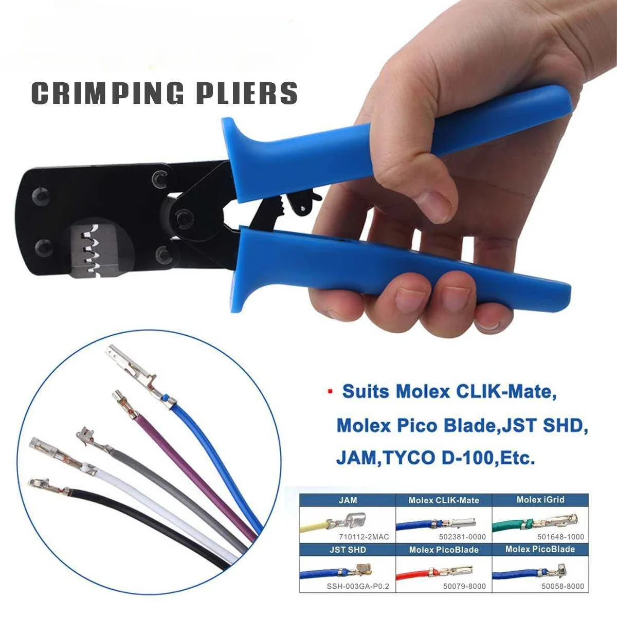 

Terminal Crimping Pliers Wire Crimping Pliers Tool 0.03-0.52mm2 Cable Terminals Cutter Tool Set for MOLEX1.25 JST1.25 ZH1.5