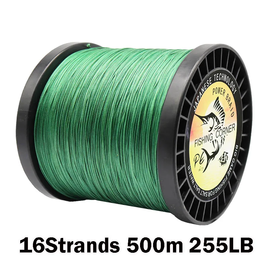 16ストランドマルチフィラメントブレイド釣り糸500m-255lbマグロ釣り用ワイヤー海水釣り用