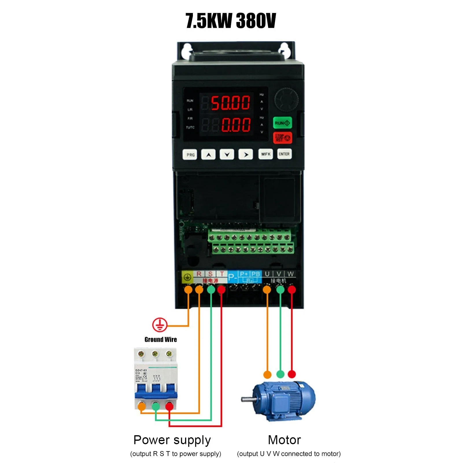 Variable Frequency Converter 7.5KW  Vector Inverter Motor Controller AC 3PH 380V Variable Frequency Drive