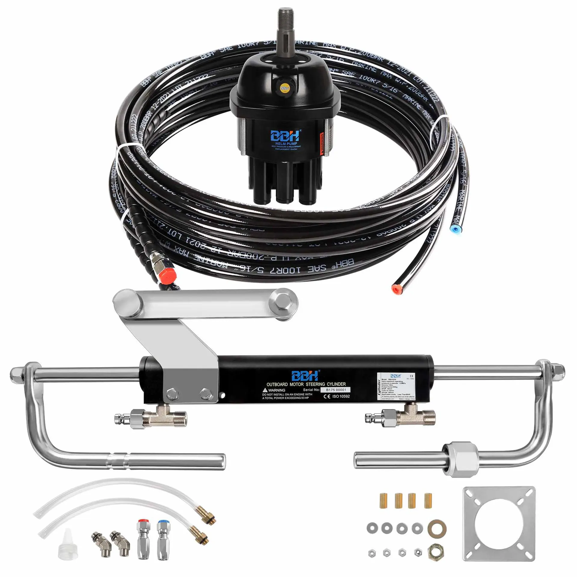 350 HP Inboard Hydraulic Steering System Stainless Steel Cylinder Boat Yacht Outboard Inboard Steering Kit Front Mount Check Use