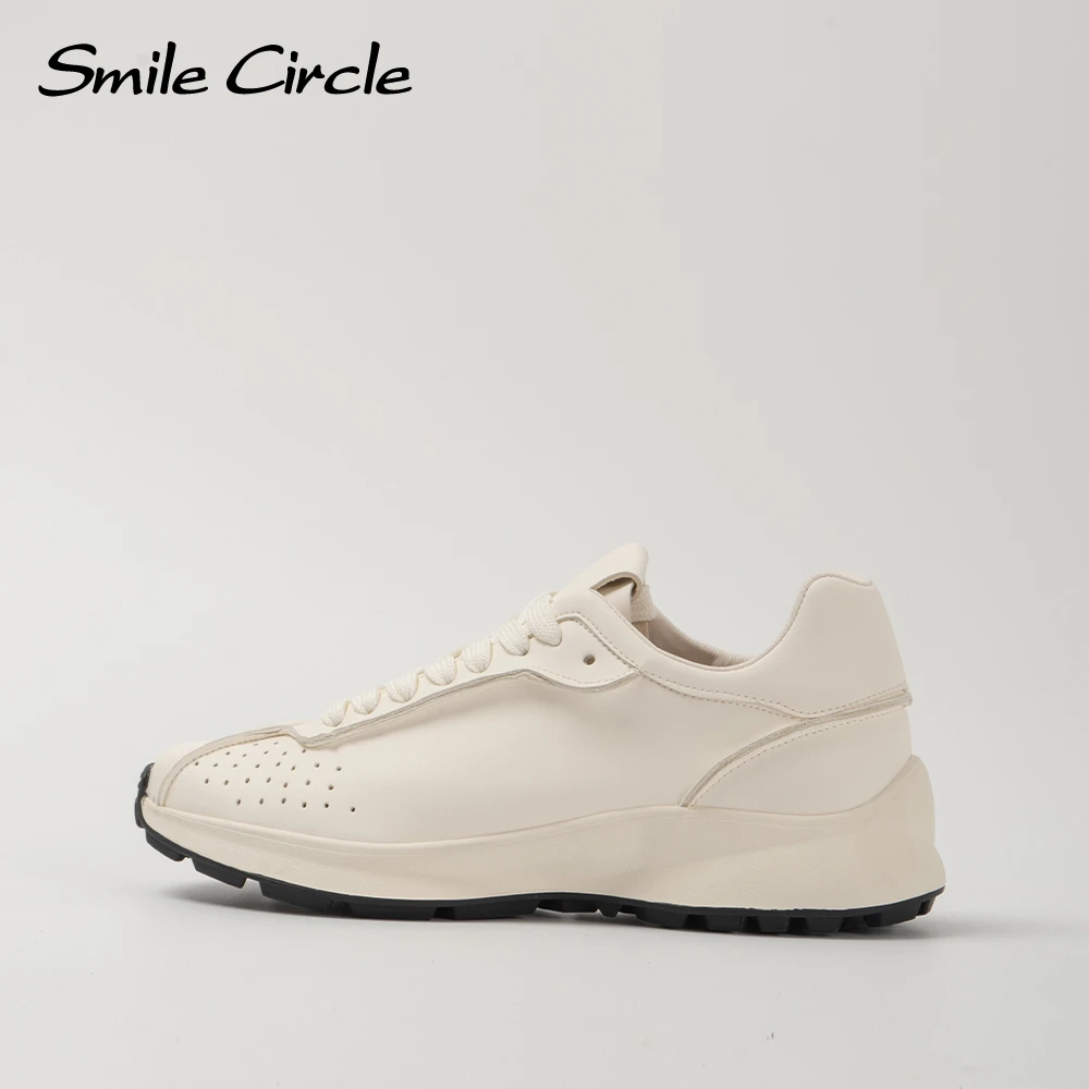 Smile Circle Sneakers Women Genuine Leather Lightweight Breathable Shoes Stylish Casual Sneakers