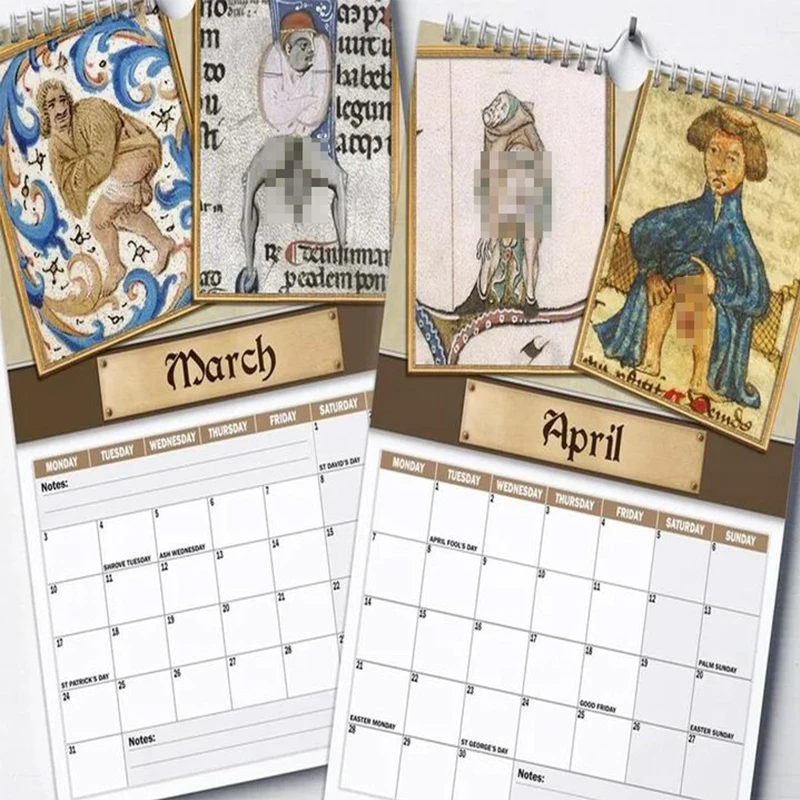 Medieval Dick Pics 2025 Calendar,Funny Rude Calendar Strange Wall Calendar Gag Gifts for History Enthusiasts Prankster