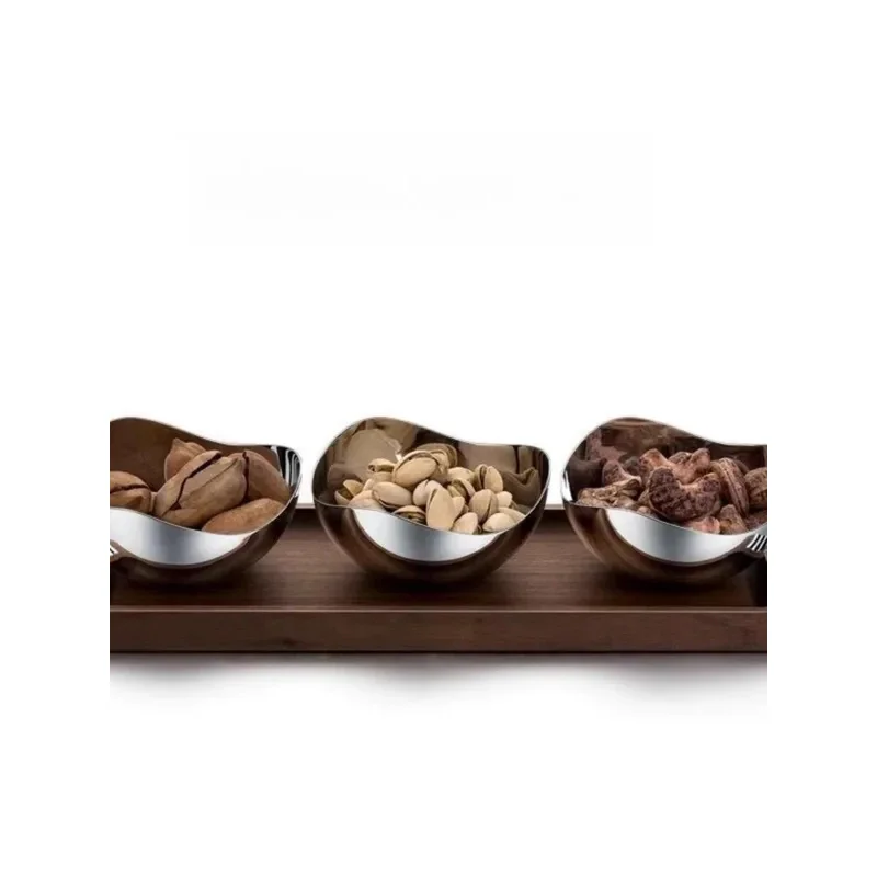 Modern Light Luxury 304 Stainless Steel Fruit Decoration Pallet Restaurant Advanced Storage Melon Seeds Nuts Snack Bowl