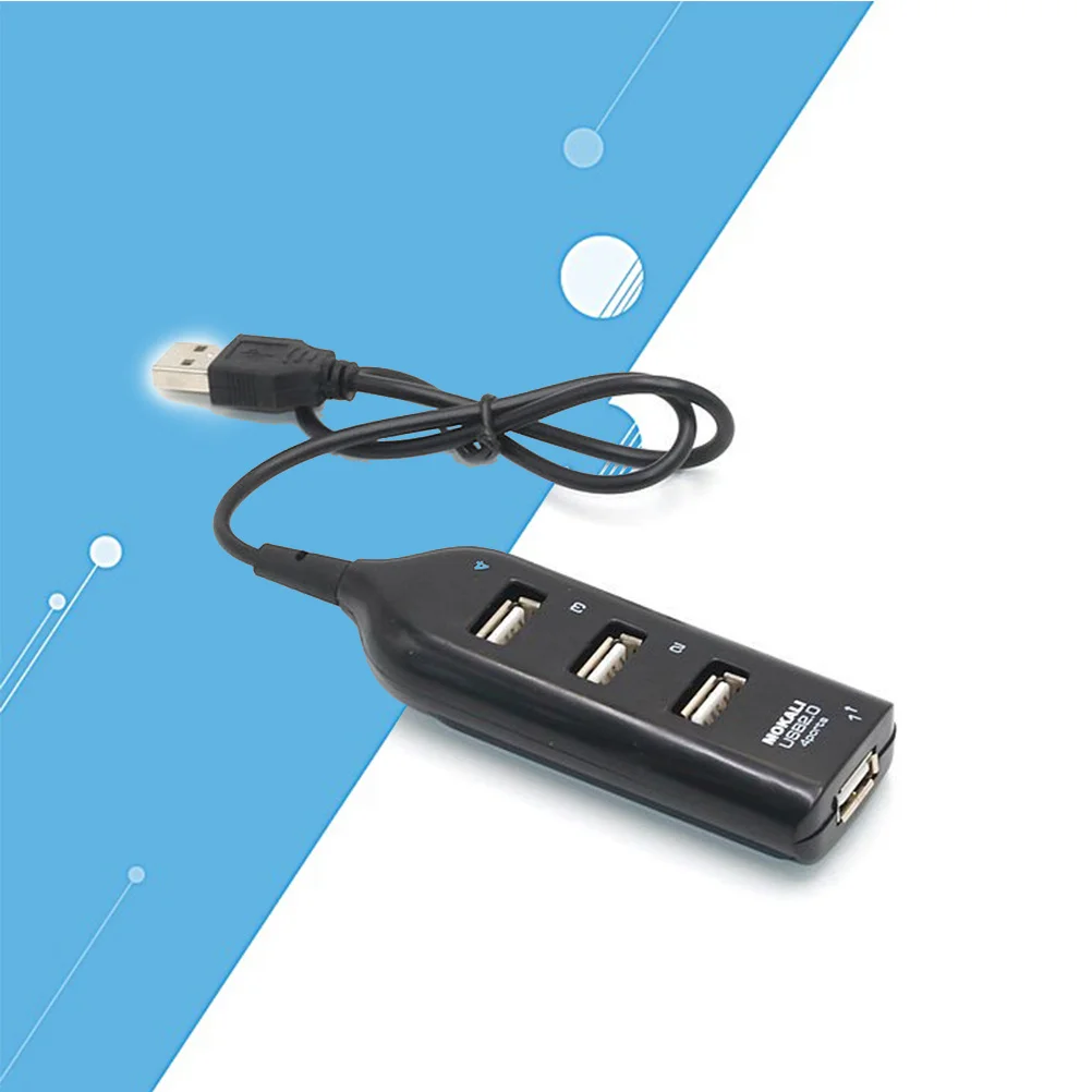 4 منافذ USB 2.0 Hub محمول لنقل البيانات، توسيع عالي السرعة لأجهزة الكمبيوتر المحمول والكمبيوتر اللوحي ومحول USB باللون الأسود #3