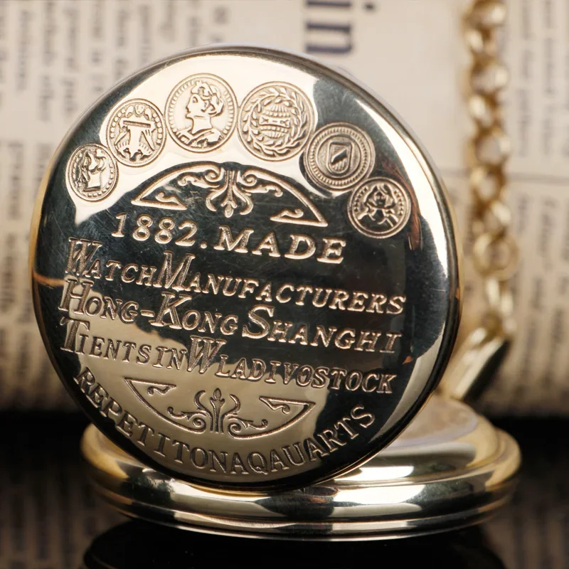 الفاخرة الذهبي خمر اليد الرياح الميكانيكية ساعة الجيب الرقم الروماني الطلب قلادة سلسلة فوب ووتش