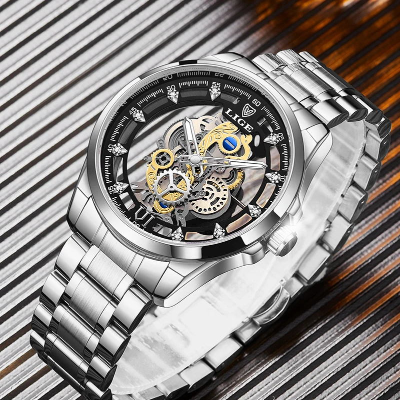LIGE Fashion Luxury Quartz Men Watch Stainless Steel Band Business Watches for Men Waterproof Casual Sports Clock Man Wristwatch