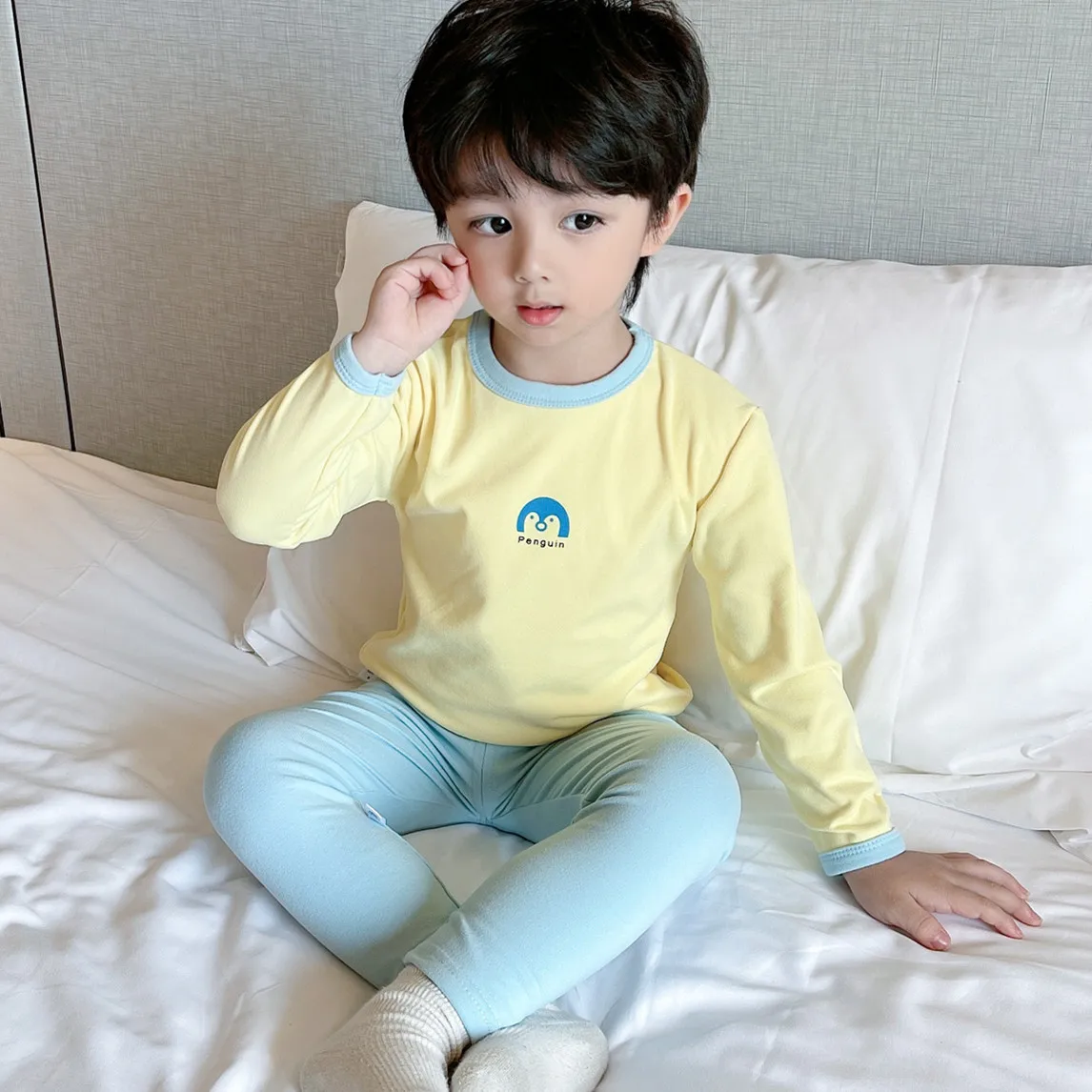 Children\'s 2-Piece Homewear Baby Long-Sleeved Trousers Set Boys Spring And Autumn Homewear Boys Toddler Underwear Pajamas