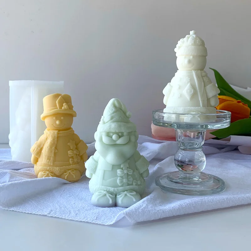 

Снеговик Рождественская свеча Свеча Силиконовая форма DIY Ароматерапевтическая свеча Гипсовое украшение ручной работы