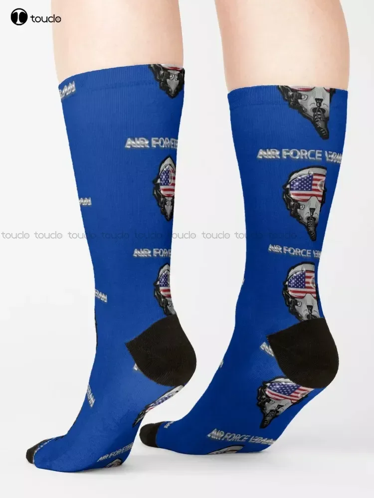 Air Force Veteran Helmet American Flag Socks Personalized Custom Unisex Adult Teen Youth Socks 360° Digital Print Custom Gift