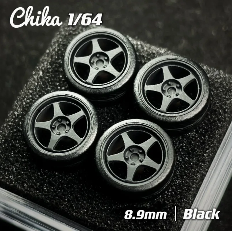 Resin Wheels 1/64 Nabes X Chika GT-C/SW388/NT03RR 8.9/9.7/9.8mm Car Modified Wheel Hub Rubber Tires Suitable for 1:64 Model Cars