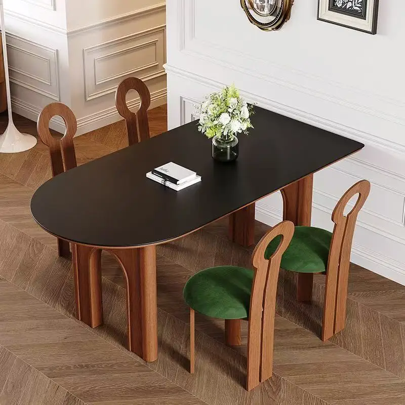 Second-hand French matte slate solid wood small household dining table